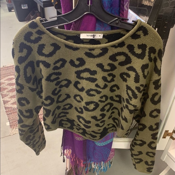 Crop sweater green and black - Picture 2 of 4